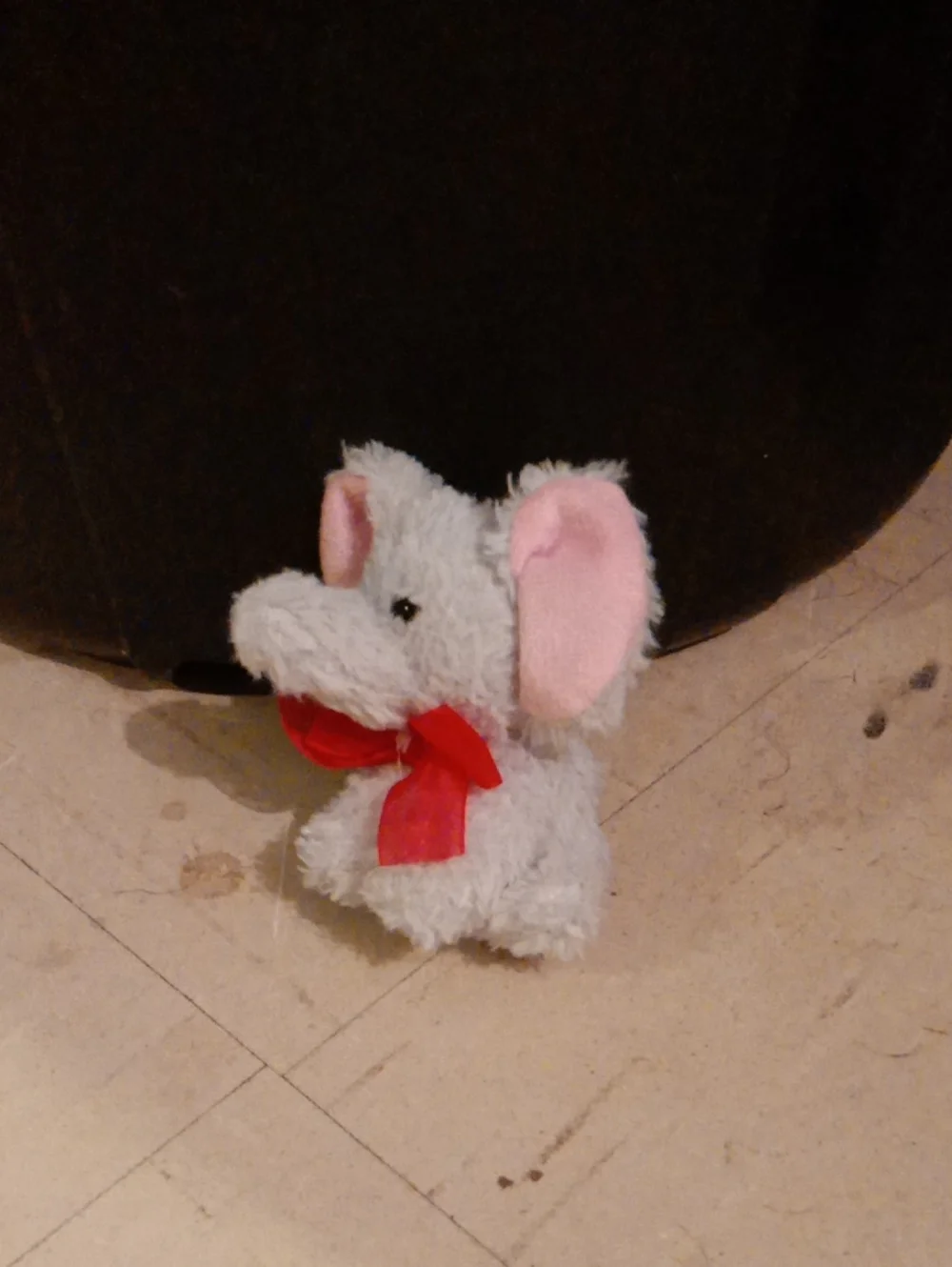 Disney Gray & Pink Elephant Plush Pet Toy with Red Bow